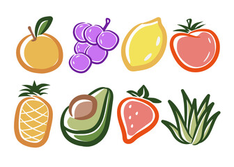 Full Color Harvest Fruit Doodle Illustration Collection
