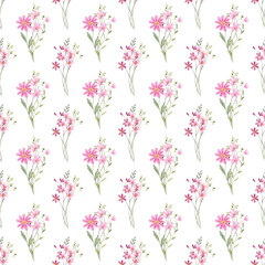Seamless pattern, floral minimalist background with watercolor flowers. Repeat fabric wallpaper print texture. Perfectly for wrapped paper, backdrop.