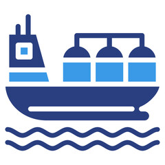 Oil Tanker Ship  Icon Element For Design