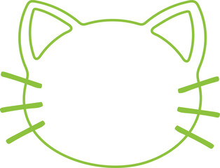 Lime Green Cat Face Outline Frame Feline Pet Whiskers Illustration