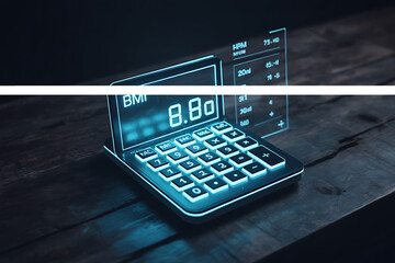 Calculator Hologram BMI Futuristic Device Desk Technology Dark