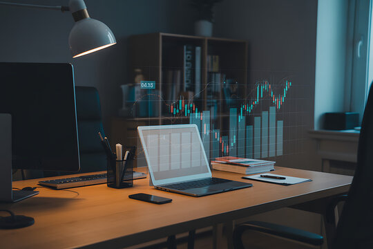 Stock Market Graph Investment Trading Business Finance Chart Display - Powered by Adobe