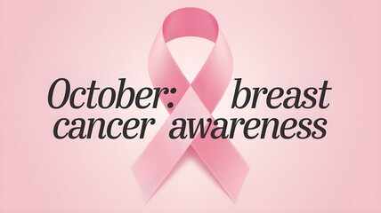 Elegant Breast Cancer Awareness Poster with Pink Ribbon on Soft Pink Background for October Health Campaign