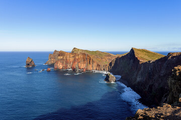 Coastal landscape at Ponta de Sao Lourenco on the east coast of Madeira, Portugal.