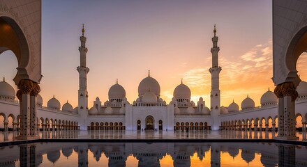 Sheikh Zayed Grand Mosque at Sunset - A Spiritual Reflection.