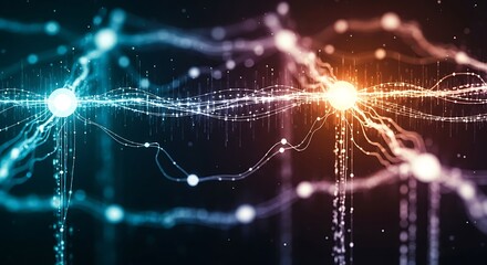Neural Network Connection - Abstract Data Flow and Digital Communication.
