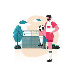 Male Soccer Player Standing with Ball at Goal During Daytime on Outdoor Field