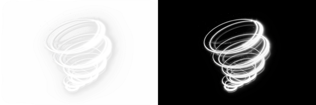 High-quality PNG of swirling light effect, perfect for overlays in transparent photos. Stunning visuals await!