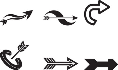 Diverse arrow icon set targeting goals direction movement and navigation symbols