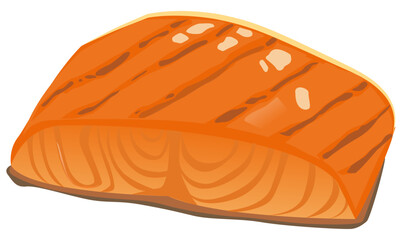 Tasty salmon food vector rich in protein and omega-3 for healthy lifestyle and nutrition art.