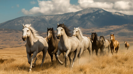 Obraz premium herd of horses on the meadow