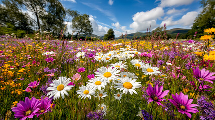 Obraz premium field of wildflowers spring meadow