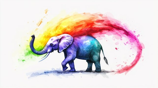Colorful elephant in vibrant hues - Powered by Adobe
