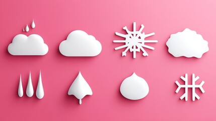 Simple weather icons on pink background