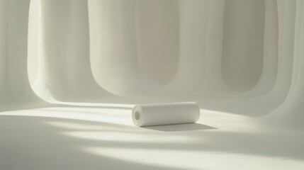White cylinder in minimalist setting