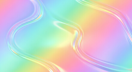  Iridescent Holographic Rainbow Gradient Background with Smooth Flowing Pastel Colors