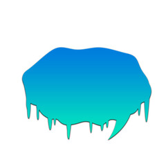 A blue and teal gradient blob shape with icicle like projections on a black background illustration on transparent background
