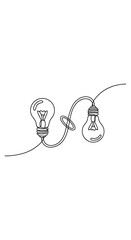 Connected Light Bulbs - A Simple Line Art Illustration of Innovation.