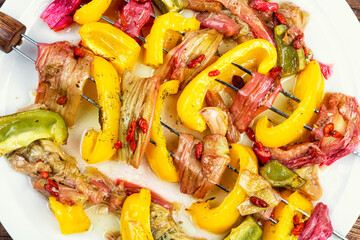 Roasted Rhubarb and Peppers.
