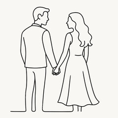 Couple Walking Hand in Hand vector