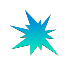 Gradient blue starburst shape with pointed edges on a solid black background illustration design on transparent background