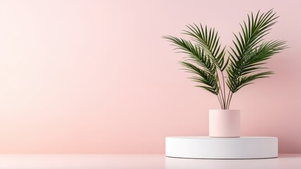 Obraz premium Foundation on an acrylic podium with pastel and peach fuzz colors, perfect for a stylish mockup.