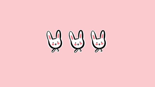 Cute pink bunny dancing animated video. Loading bar icon with cute bunny following the progress loading animated 4K video.