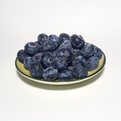 Plate of fresh blueberries