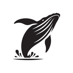 humpback whale breaching vector silhouette clip art logo design illustration