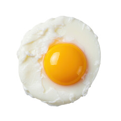A perfectly cooked poached egg with a vibrant yellow yolk and soft white albumen, against a transparent seamless background, no shadows, concept for food advertising