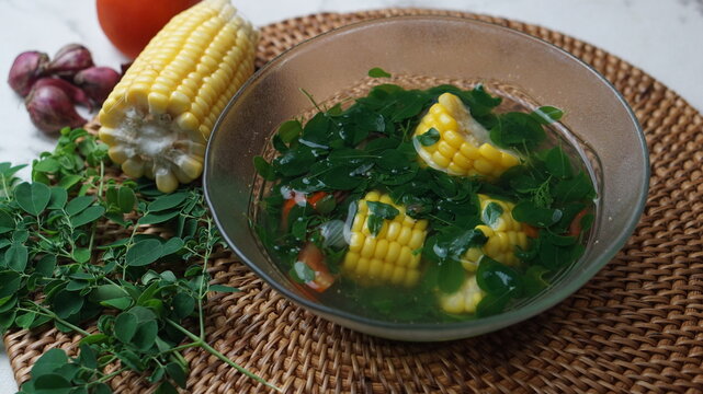 Moringa soup or sayur daun kelor