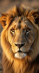 Majestic Lion Portrait - Intense Gaze of the King of the Jungle.