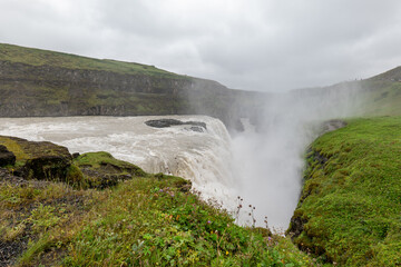 waterfall  Gullfoss and river Hvítá in Iceland