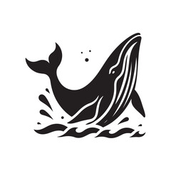 humpback whale breaching vector silhouette clip art logo design illustration