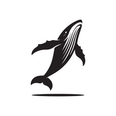 humpback whale breaching vector silhouette clip art logo design illustration © MdBadal
