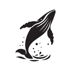 humpback whale breaching vector silhouette clip art logo design illustration