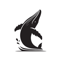 humpback whale breaching vector silhouette clip art logo design illustration