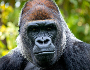 Obraz premium Majestic Silverback Gorilla Gazing Intently at the Viewer