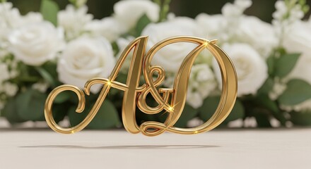 Elegant golden monogram featuring the intertwined letters A and D, perfect for weddings.