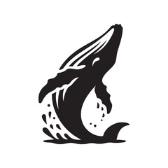 humpback whale breaching vector silhouette clip art logo design illustration