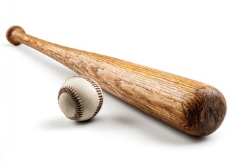 Wooden baseball bat and ball