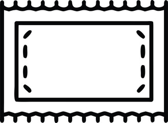 Black and white rectangular rug with scalloped border