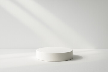 Minimalist White Pedestal with Soft Light and Shadows for Product Display