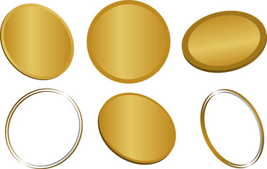 Gold Coin Icons & Medallion Graphics Set – Luxury Elements for Digital Design 