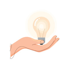 Light Bulb Idea Hand Holding Glowing Lightbulb Illustration