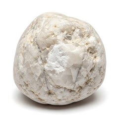 Polished Quartz Stone - A Close-Up View of a Smooth, White Mineral.