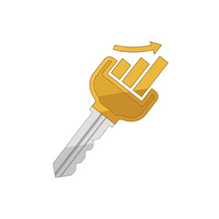 Key with Hand Fist Icon Unlock Success, Power, Security, Vector