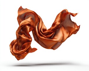 Rust-colored fabric drapes dramatically against white background