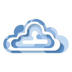 Cloud Icon, Weather Symbol, Blue Layered Design, Abstract Graphic