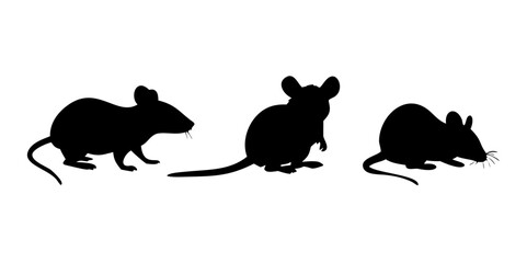Silhouette mouse collection - vector illustration